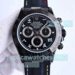 Swiss Replica Rolex BLAKEN Daytona All Black Expandable Leather Strap